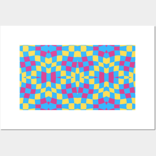 Retro Distorted Checkered Repeated Pattern Posters and Art